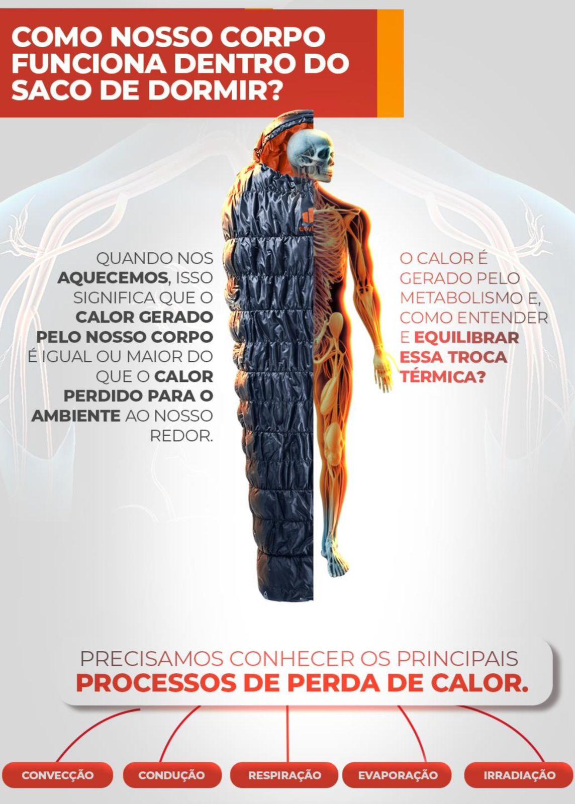Como nosso corpo funciona dentro do saco de dormir? Principais processos da perda de calor: